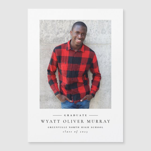 シンプル白黒卒業発表用磁石 (正面)