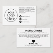 シンプル白黒原料指示ロゴ 名刺 (正面/裏面)