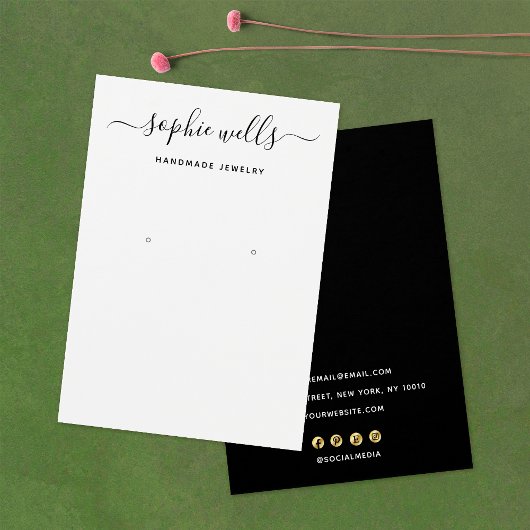 シンプル白黒台本イヤリング表示ホルダー