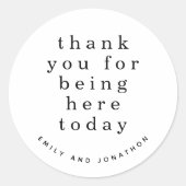 シンプル白黒名ありがとうご結婚ざう ラウンドシール (正面)