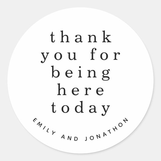 シンプル白黒名ありがとうご結婚ざう ラウンドシール (正面)