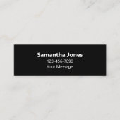 シンプル白黒名メッセージの電話番号 スキニー名刺 (正面)