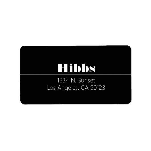 シンプル白黒名字差出人住所 ラベル (正面)