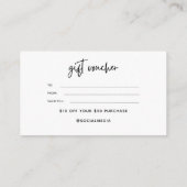 シンプル白黒商品券 エンクロージャーカード (裏面)