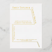 シンプル白黒図モダン結婚金ゴールド 箔招待状 (正面)