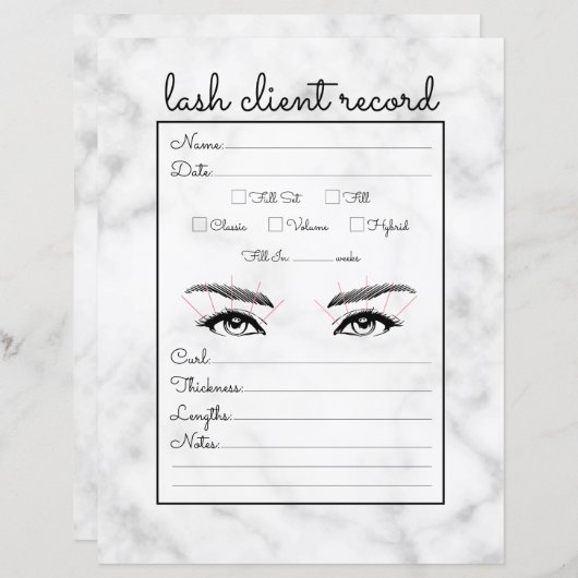 シンプル白黒大理石ラッシュクライアントレコード (正面/裏面)