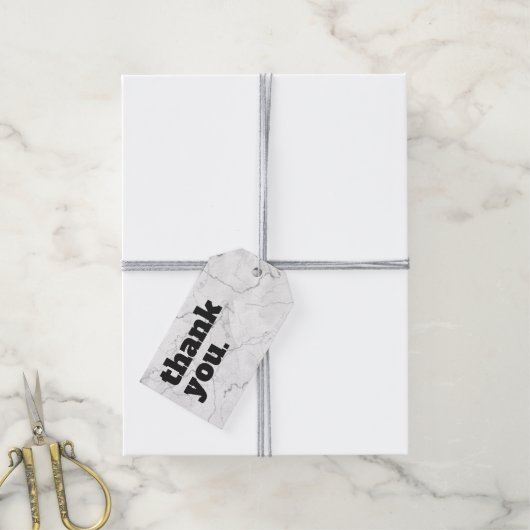 シンプル白黒大理石価格つるラベル ギフトタグ (より糸付き)