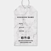 シンプル白黒大理石価格つるラベル ギフトタグ (裏面)