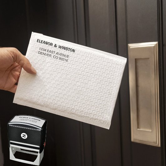 シンプル白黒差出人住所 セルフインキングスタンプ