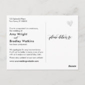 シンプル白黒延期結婚の更新通知 ポストカード (裏面)