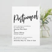 シンプル白黒延期結婚発表 招待状 (スタンド正面)