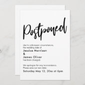 シンプル白黒延期結婚発表 招待状 (正面/裏面)