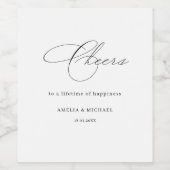 シンプル白黒応援ズ結婚ワインラベル ワインラベル (シングルラベル)