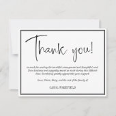 シンプル白黒悔やみや弔慰ありがとう サンキューカード (正面)