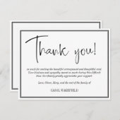 シンプル白黒悔やみや弔慰ありがとう サンキューカード (正面/裏面)