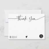 シンプル白黒感謝していは、ロゴqrコードをスクリプトする サンキューカード (正面)