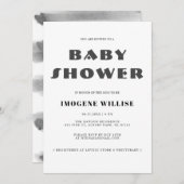 シンプル白黒抽象芸術赤ちゃんシャワー 招待状 (正面/裏面)