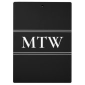 シンプル白黒文字テンプレートモノグラム クリップボード (裏面)