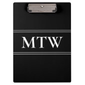 シンプル白黒文字テンプレートモノグラム クリップボード (正面)