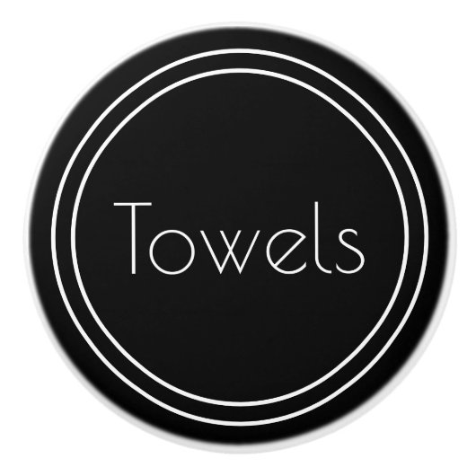 シンプル白黒文字テンプレート セラミックノブ (正面)