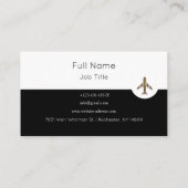 シンプル白黒旅行代理店+飛行機 名刺 (裏面)