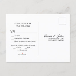 シンプル白黒書簡回答はがき インビテーションポストカード