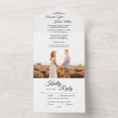 シンプル白黒書道フレーム写真結婚の オールインワン招待状 (内側)