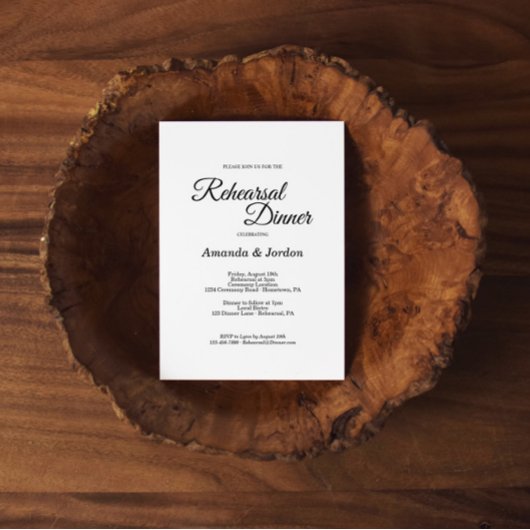 シンプル白黒書道リハーサルディナー 招待状