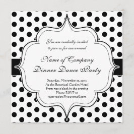 シンプル白黒水玉模様基本パターン 招待状