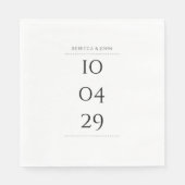 シンプル白黒特別結婚日 スタンダードランチョンナプキン (正面)