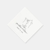 シンプル白黒猫モダン結婚の スタンダードカクテルナプキン (角)