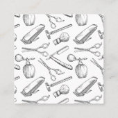 シンプル白黒理容師スタイリストショップパターン スクエア名刺 (裏面)