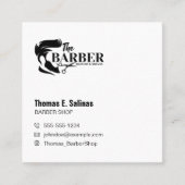 シンプル白黒理容師スタイリストショップパターン スクエア名刺 (正面)