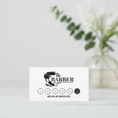 シンプル白黒理容師スタイリストショップパターン ロイヤリティカード (スタンド正面)