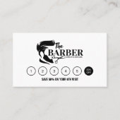 シンプル白黒理容師スタイリストショップパターン ロイヤリティカード (正面)