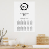 シンプル白黒結婚の座席表 ポスター (キッチン)