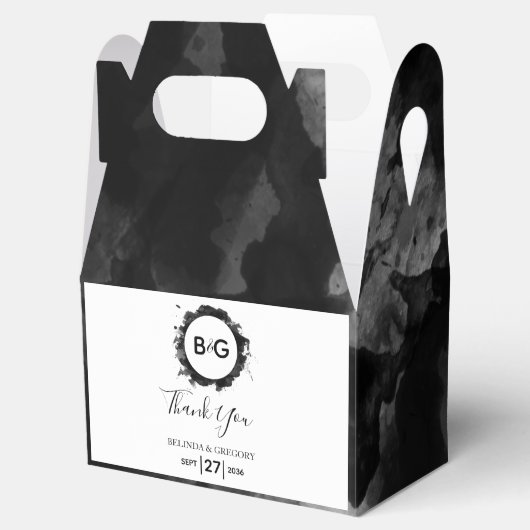 シンプル白黒結婚の水色 フェイバーボックス (オープン)