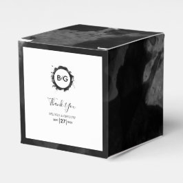 シンプル白黒結婚の水色 フェイバーボックス