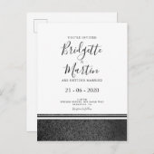 シンプル白黒結婚の インビテーションポストカード (正面/裏面)