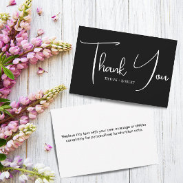 シンプル白黒結婚の サンキューカード