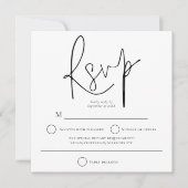 シンプル白黒結婚ズスクエアRSVP ノートカード (正面)