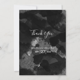 シンプル白黒結婚ズ サンキューカード