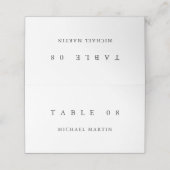 シンプル白黒結婚テーブル プレイスカード (外部開封)