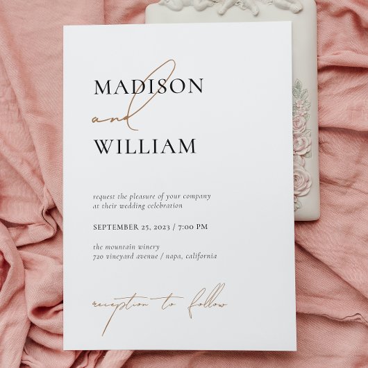 シンプル白黒結婚ミニマモダンリスト 招待状