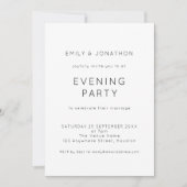 シンプル白黒結婚夕べパーティー 招待状 (正面)