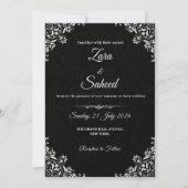 シンプル白黒結婚式招待状カード 招待状 (正面)