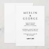 シンプル白黒結婚式招待状 招待状 (正面/裏面)