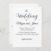 シンプル白黒結婚式招待状 招待状 (正面/裏面)