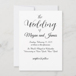 シンプル白黒結婚式招待状 招待状