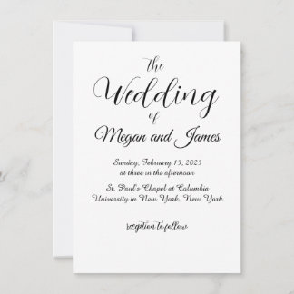 シンプル白黒結婚式招待状 招待状